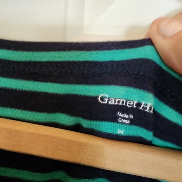 - Garnet Hill Knit Cotton Midi Dress Size 4 Team Nautical Navy Stripe Bea… - Picture 4 of 9